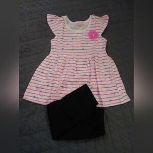 Striped Top with Black Capri Leggings